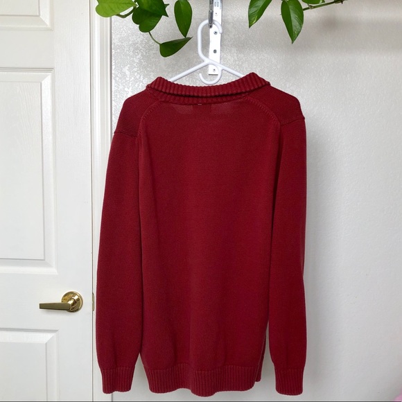 L.L. Bean Knit Quarter Zip Brick Red Sweater - Picture 4 of 4